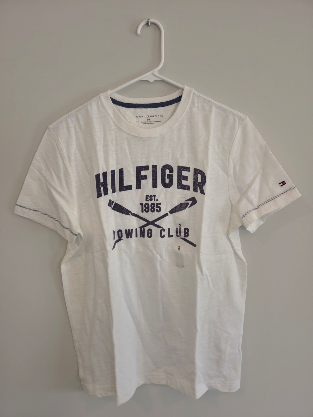 NWOT. Tommy Hilfiger White 'Hilfiger Rowing Club' Graphic Tee. Size S. #SW